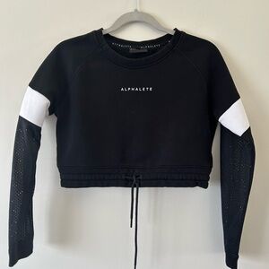 Alphalete Women's Black Sweatshirt with White Accents